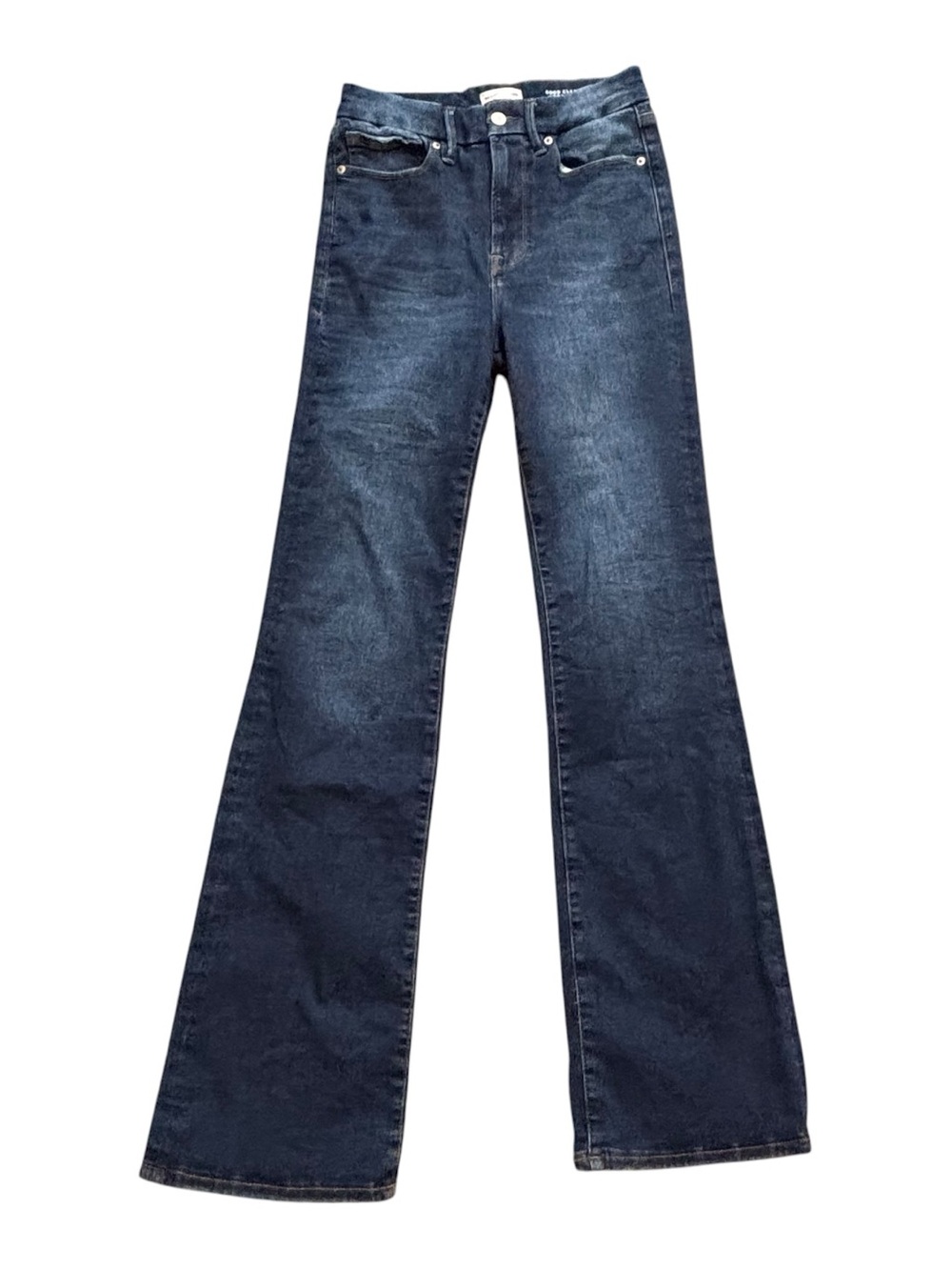 Good American Always Fits Good Classic Bootcut Dark Indigo 446 Blue Jeans